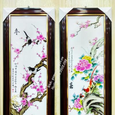 Tranh Sứ Tứ Quý vẽ vàng